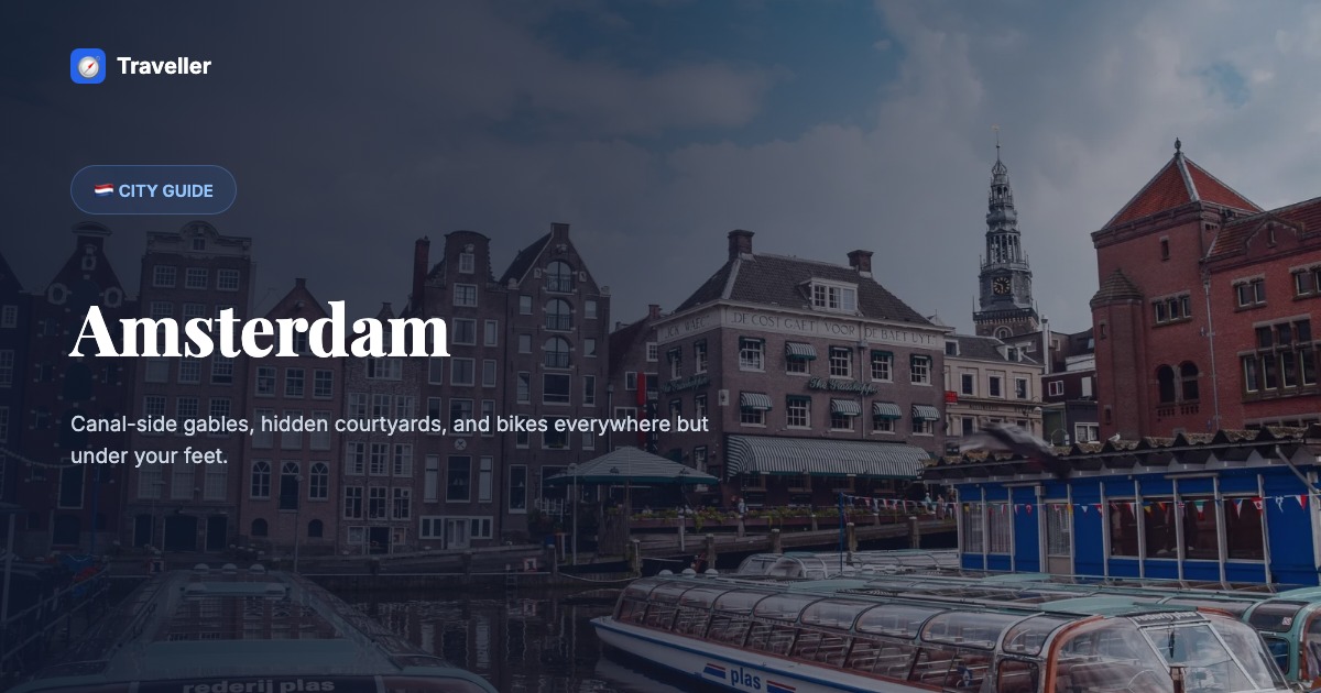 Stylized route map for a day walking Amsterdam