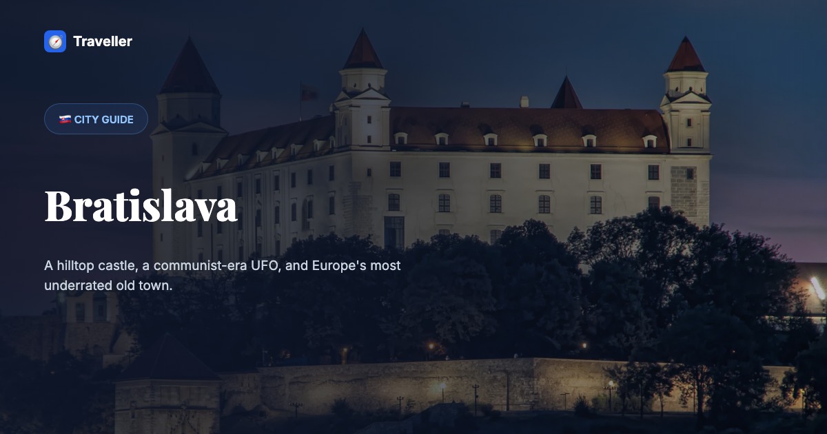 Stylized route map for a day walking Bratislava