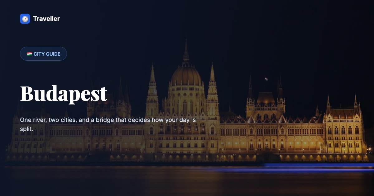 Stylized route map for a day walking Budapest