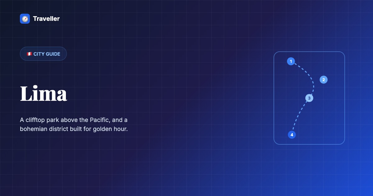 Stylized route map for a day walking Lima